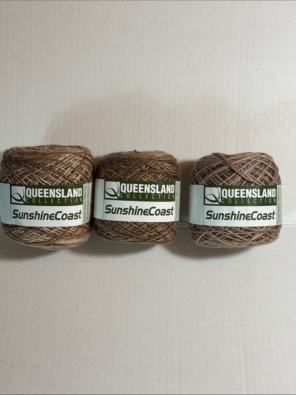 SunshineCoast Brown Merino Bamboo blend Yarn - 3 Pack